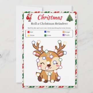 Invitation Jeu de Renne de Noël à Rouler | Jeu de Dés de Fête