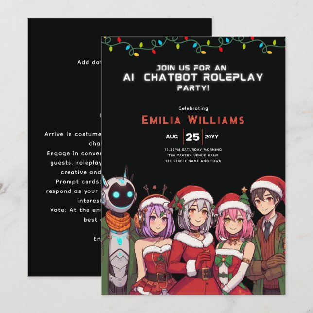 Invitation Jeu de rôle de chatbot ADULTE Noël de l'animal Rob (Devant / Derrière)