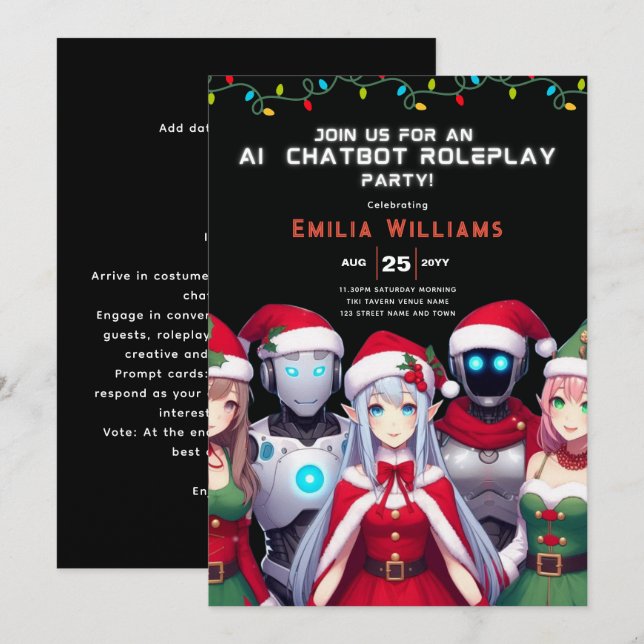 Invitation Jeu de rôle de chatbot ADULTE Noël de l'animal Rob (Devant / Derrière)