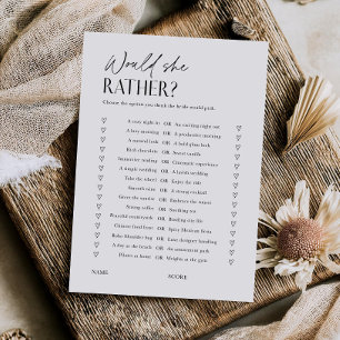 Invitation Jeu de société de baby shower pour la mariée Fiche