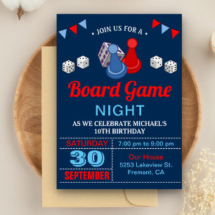 Invitation Jeu de société moderne Nuit Anniversaire Fête Invi