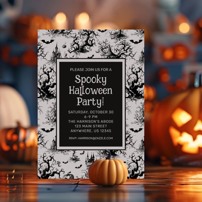 Invitation Jeu de Toile d'Halloween noir et blanc (Créateur téléchargé)