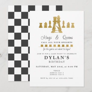 Invitation Jeu d'échecs Nuit Anniversaire Appelez Vos Chevali