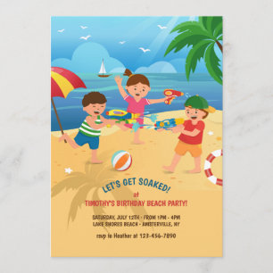 Invitation Jeu d'enfants à l'invitation de plage