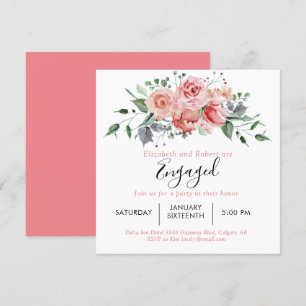 Invitation Jeu d'engagement Blush Rose Script Floral