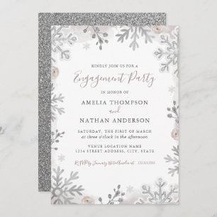 Invitation Jeu d'engagement d'argent blanc de flocon d'hiver