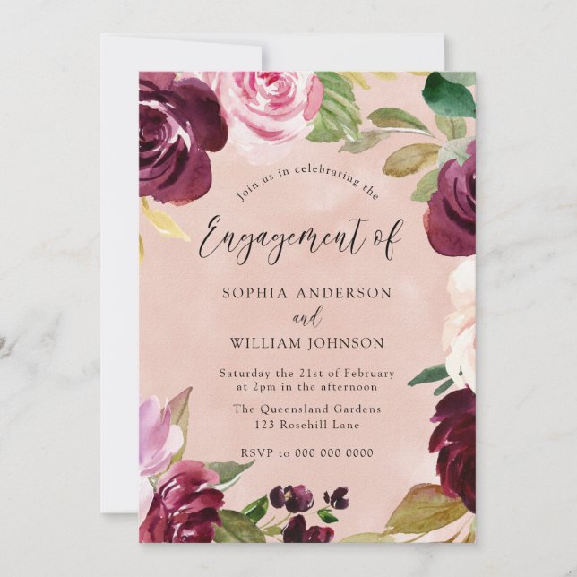Invitation Jeu d'engagement de la couronne florale à l'aquare (Devant)