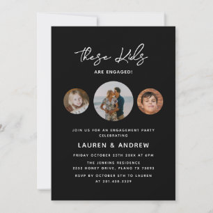 Invitation Jeu d'engagement de script photo Black Funy modern