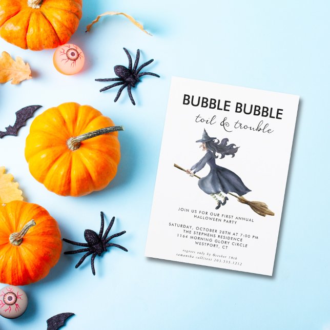 Invitation 🌙 Jeu d'Halloween Déplaisante sorcière Aquarelle (Créateur téléchargé)