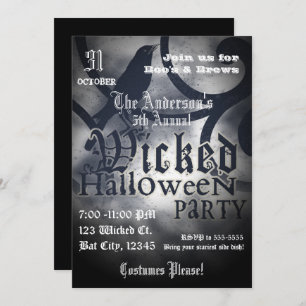 Invitation Jeu d'Halloween méchant Nid Corbeau Noir