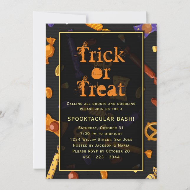 Invitation Jeu d'Halloween ou traiter Spooktacular bash (Devant)