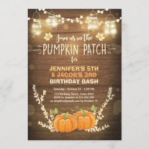 Invitation Jeu d'invitation d'anniversaire Citrouille Twins F