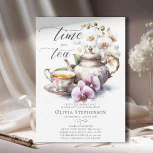 Invitation Jeu Élégant Jeu Chic Thé nuptiale Douche Orchidée