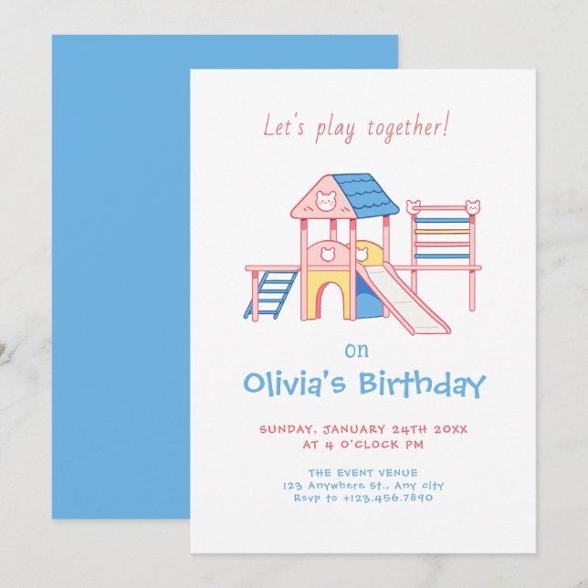 Invitation Jeu enfant anniversaire (Devant / Derrière)