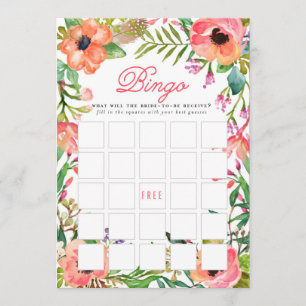 Invitation Jeu floral de bingo-test de Fête de la mariée