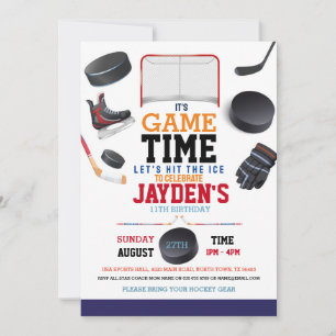 Invitation Jeu Heure Hockey sur glace Sports Anniversaire
