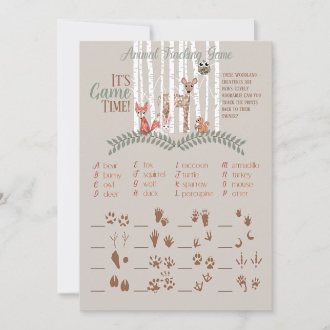 Invitation Jeu imprimable ! Pour le Baby shower animal des bo (Devant)