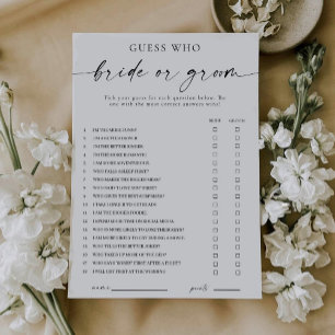 Invitation Jeu moderne 'Il a dit, Elle a dit' pour la mariée 