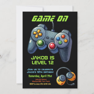 Invitation Jeu Nuit Vidéo Joystick Joystick Anniversaire