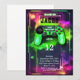Invitation Jeu On, Jeu Vidéo Garçon Anniversaire