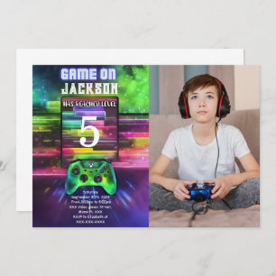 Invitation Jeu On, Jeu Vidéo Garçon Photo Anniversaire