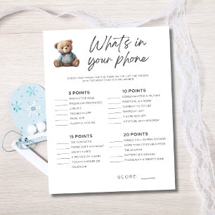 Invitation Jeu pour Baby Shower Bébé Garçon Qu'est-ce qu'il y