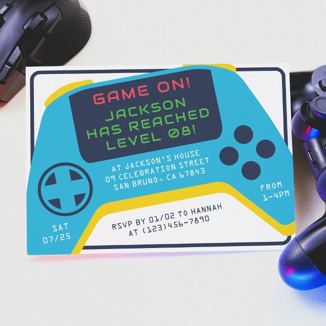 Invitation Jeu sur et niveau supérieur | Video Game Boy Anniv (Créateur téléchargé)