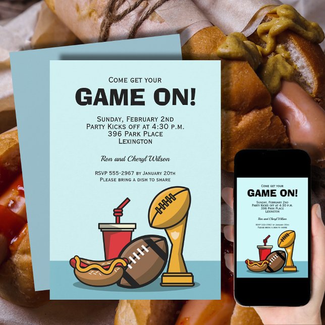 Invitation Jeu Sur Le Football (Game On Football Party Invitations - order INSTANT DOWNLOAD, PRINTED or both!)