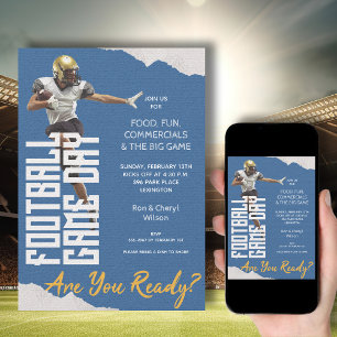 Invitation Jeu sur le joueur de football sur le bleu