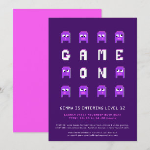 Invitation Jeu sur les filles violettes jeu fête d'anniversai