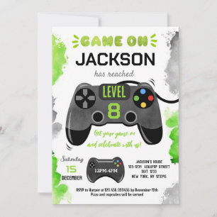 Invitation Jeu Sur Niveau Up Vidéo Jeu Anniversaire Invitatio