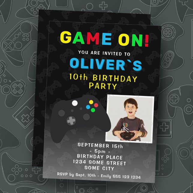 Invitation Jeu Sur Vidéo Contrôleur De Jeu Photo Anniversaire (Créateur téléchargé)