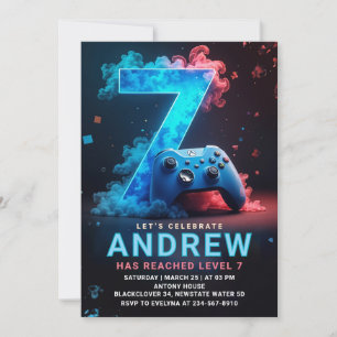 Invitation Jeu vidéo 7e fête d'anniversaire