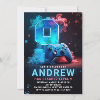 Invitation Jeu vidéo 9e fête d'anniversaire