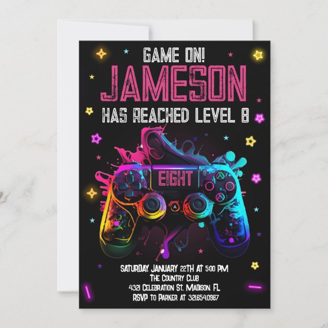 Invitation Jeu vidéo Anniversaire Fille Gamer Party (Devant)