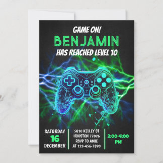 Invitation Jeu Vidéo Anniversaire Partie Niveau Up Jeu Sur Ne