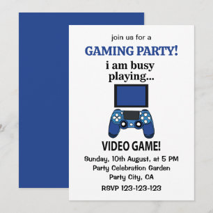 Invitation Jeu vidéo auquel je suis occupé à jouer