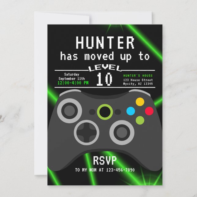 Invitation Jeu vidéo de Gamer Kid's Anniversaire (Devant)