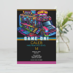 Invitation Jeu Vidéo Jeu Camion Bus Joueur fête d'anniversair