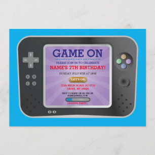 Invitation Jeu vidéo Jeu d'anniversaire Gamer On Console Invi