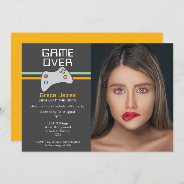 Invitation Jeu Vidéo Ordinateur Sur Bachelorette (Devant / Derrière)