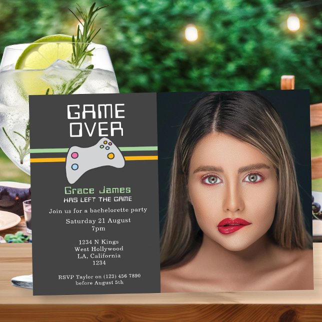 Invitation Jeu Vidéo Ordinateur Sur Bachelorette (Computer Video Game Over Bachelorette Party Invitation by Ricaso. Fun gamer nerd party bride to be)
