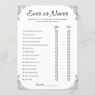 Invitation Jeu Wedding shower lesbien, Couple Jamais ou jamai