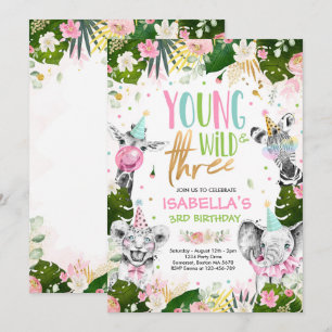 Invitation Jeune Fête Wild Et Trois Ans Safari Animaux