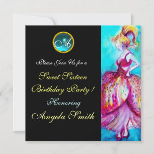 INVITATION JEUNE FILLE BLANC DOUCE 16 PARTY GEM MONOGRAM