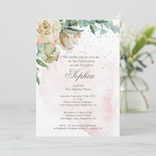 Invitation Jeune Fille Juive Bébé Nommer Roses Rose Or