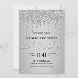 Invitation Jeune fille ou dame Sillver parties scintillant in