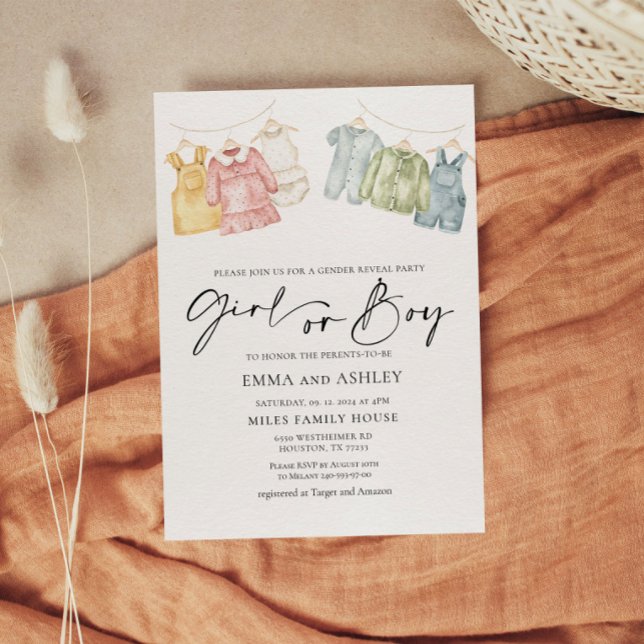 Invitation Jeune fille ou garçon Boho Vêtements Genre Reveill (Créateur téléchargé)