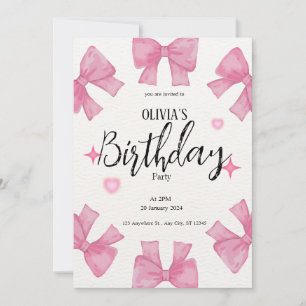 Invitation jeune fille rose parties scintillant anniversaire