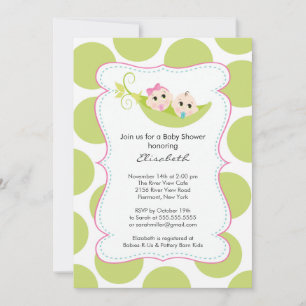 Invitation Jeune fille Twin dans Baby shower Pea Pod